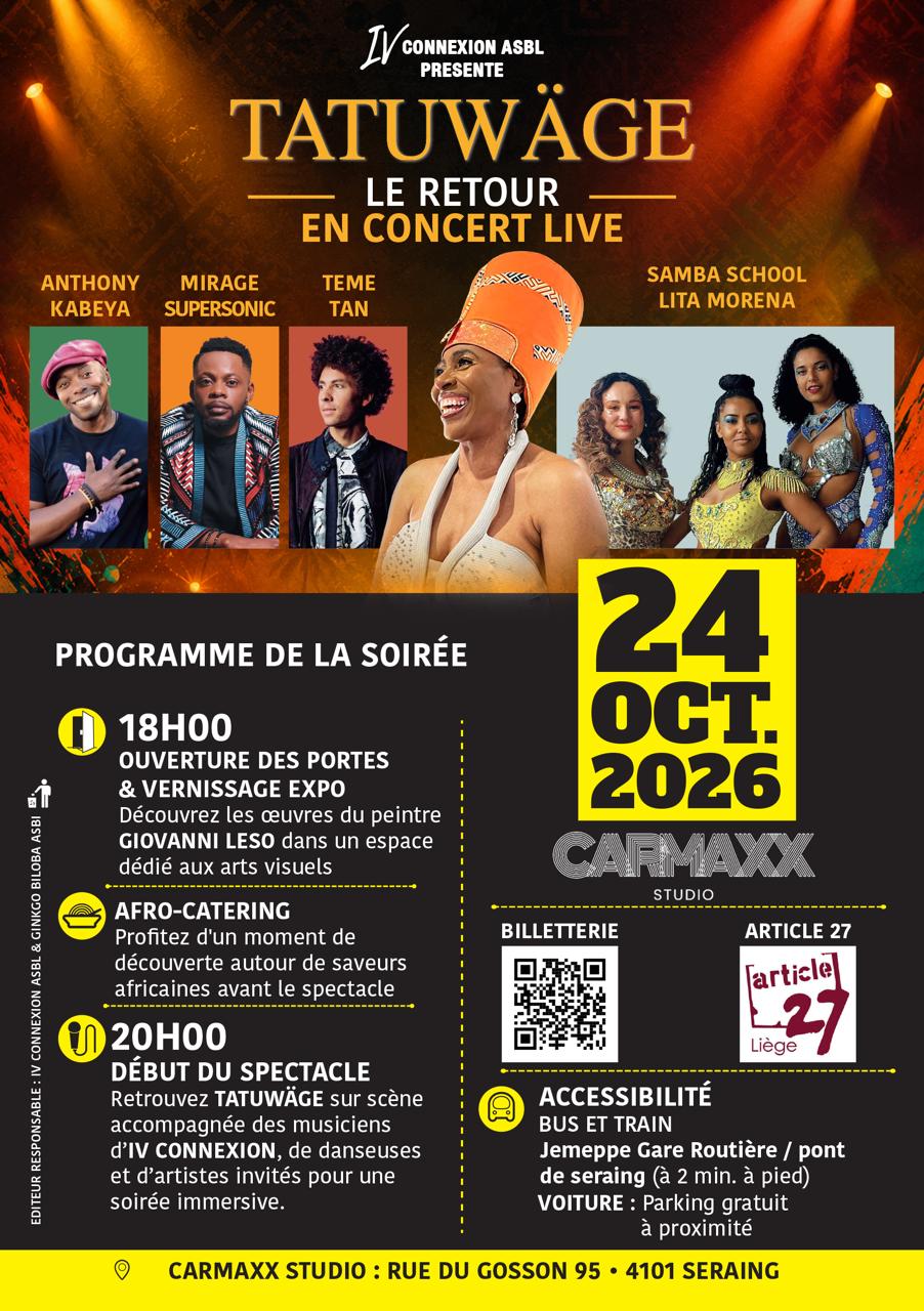 Tatuwäge - Le Retour - Programme de la soirée - 24 Octobre 2026 - Carmaxx Studio